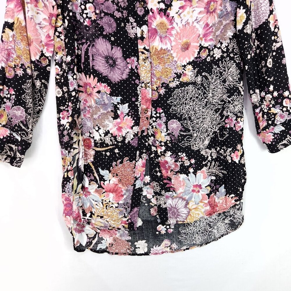Anthropologie Maeve Autumnal Tunic Top Size XS Button Up Oversized Floral Boho - Picture 5 of 15
